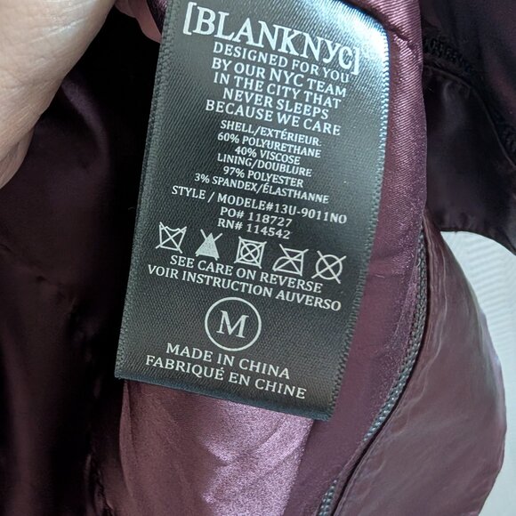 BlankNYC Faux Leather Moto Jacket NWOT Burgundy Oxblood Medium Biker - Picture 12 of 12
